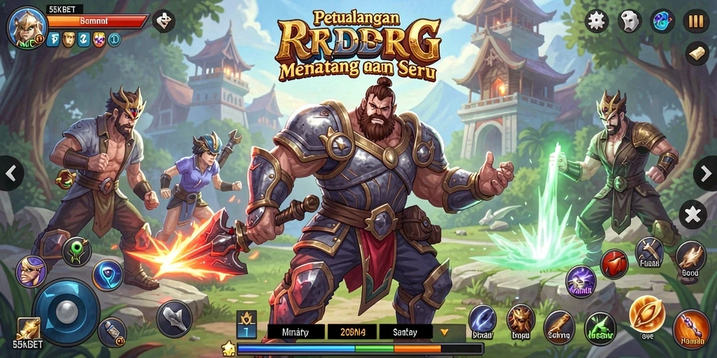 Tampilan aksi seru dalam gameplay RPG 55KBET.
