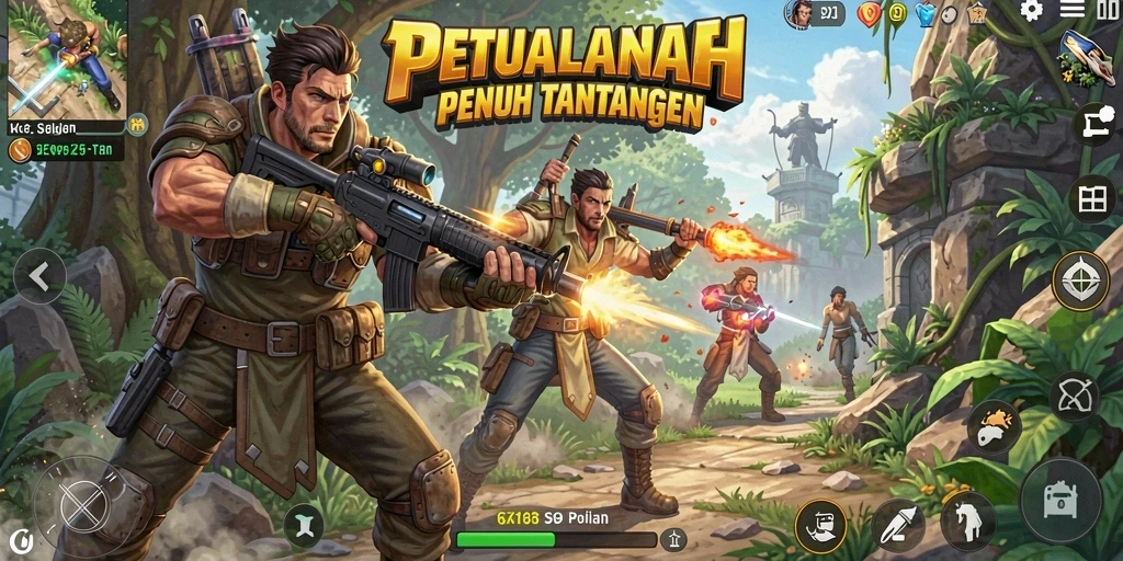 Tangkapan layar menampilkan aksi seru dalam permainan ARPG 9ZK.
