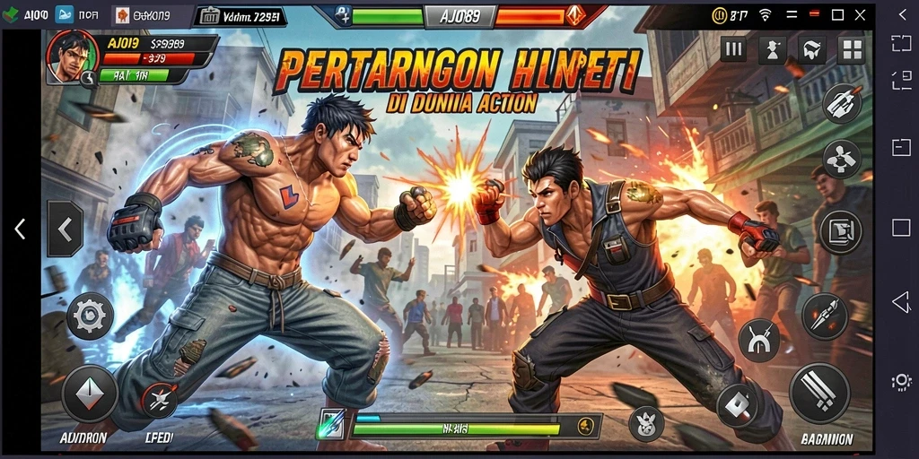 Tangkapan layar permainan AJO89 menampilkan aksi pertarungan yang mendebarkan.