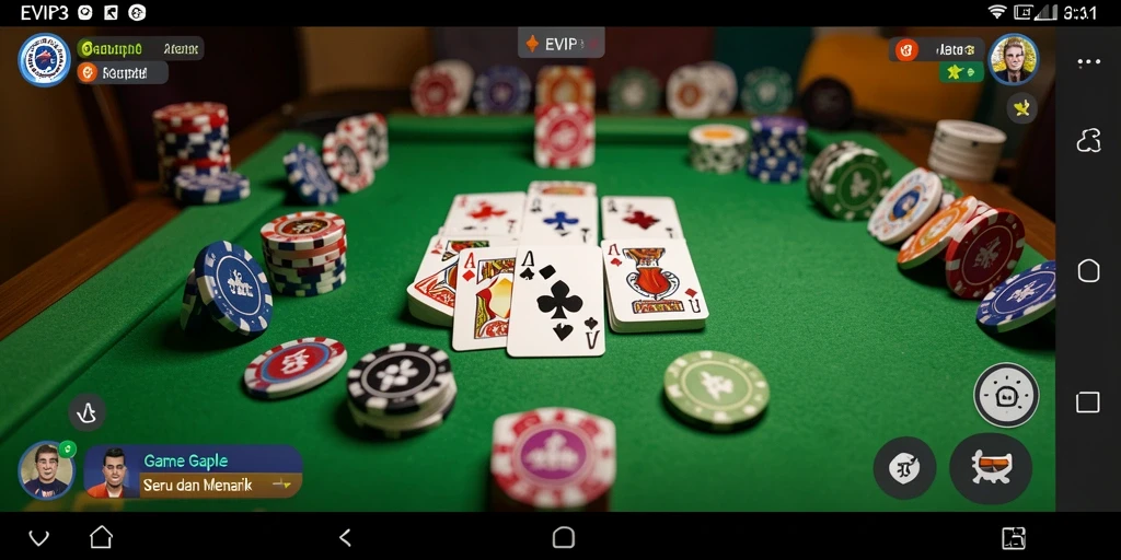 Tampilan gameplay Gaple yang seru dan interaktif dalam EVIP3.