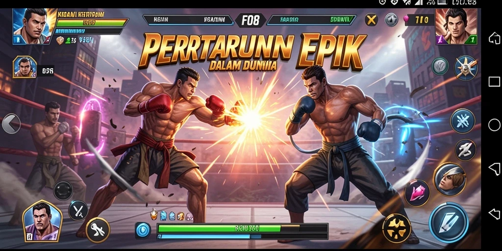 Screenshot utama FO8 menampilkan aksi pertarungan yang seru dan mendebarkan.