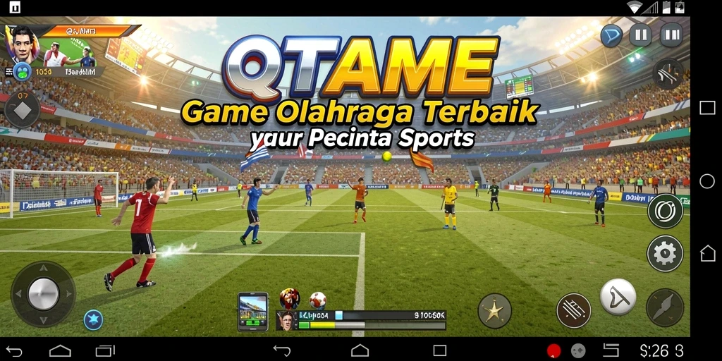 Screenshot gameplay QTGAME menampilkan aksi olahraga yang dinamis dan mendebarkan.