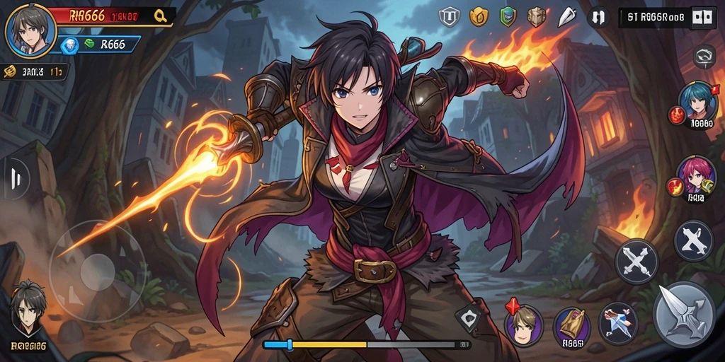 Screenshot gameplay <strong>RR666</strong> menampilkan pertarungan seru dengan karakter Anime.