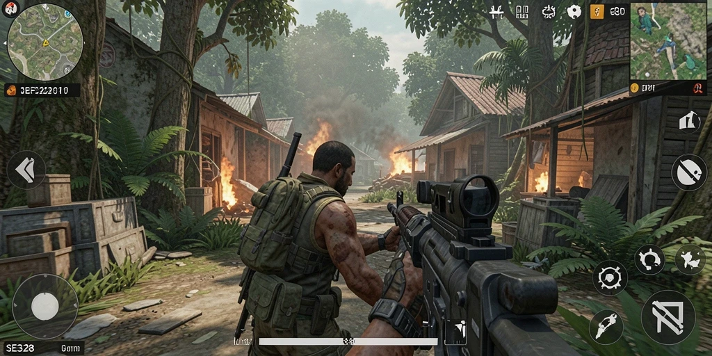 Tangkapan layar utama SE328 yang menunjukkan aksi gameplay TPS.