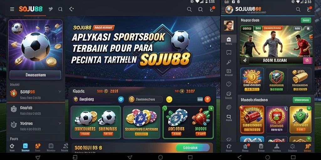 Tampilan menarik dan mudah dipahami dari aplikasi Sportsbook SOJU88.