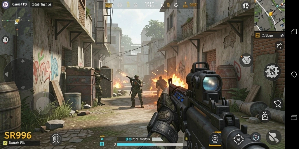 Screenshot utama SR996 menampilkan aksi mendebarkan dari gameplay FPS yang realistis.