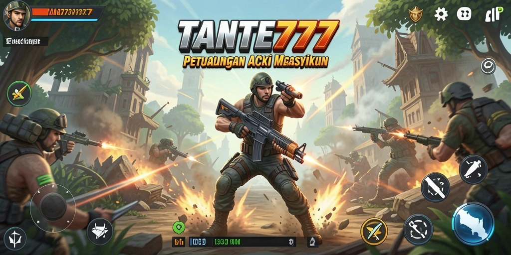 Screenshot gameplay TANTE777 menampilkan aksi mendebarkan dalam pertempuran.