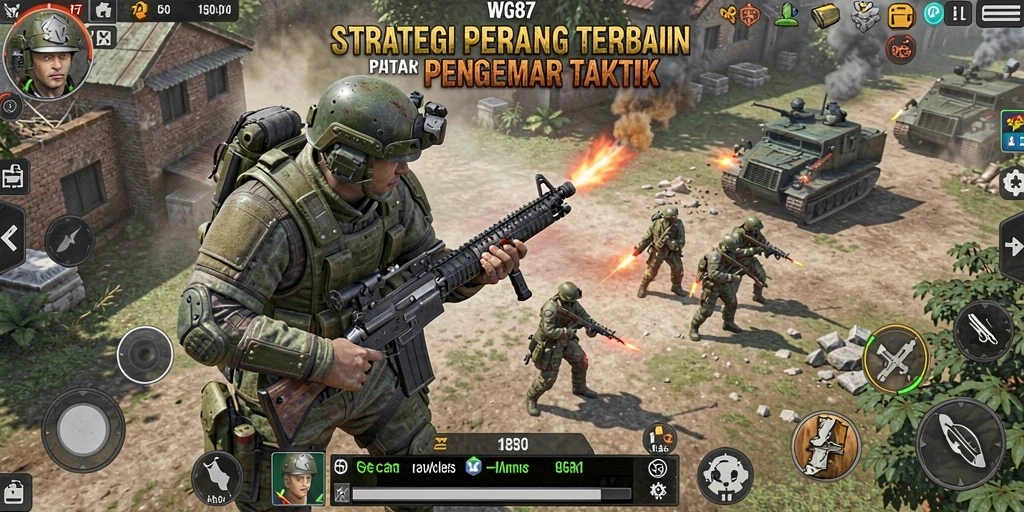 Screenshot gameplay <strong>WG87</strong> menampilkan strategi pertempuran yang intens dan mendebarkan.